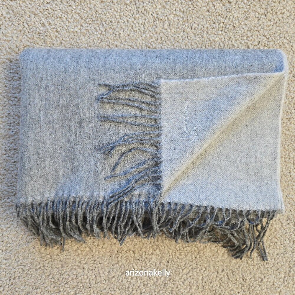 NWOT Reiss Cashmere Fringed Scarf 2-tone Grey - Picture 10 of 10